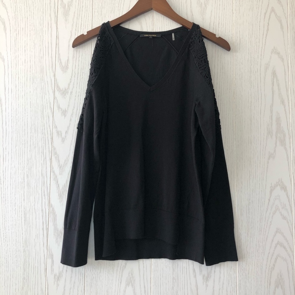 NWOT Kobi Halperin Jaclyn Cold Shoulder Knot Top Black
